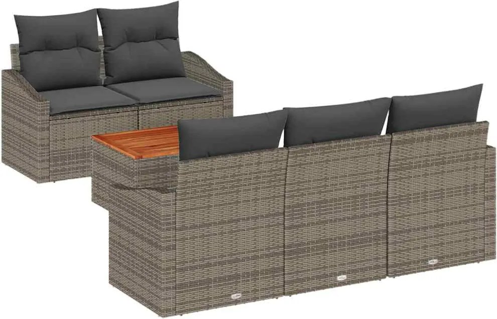 vidaXL Kerti Kanapé Szett tárolóval 6 pcs Szürke polirattan