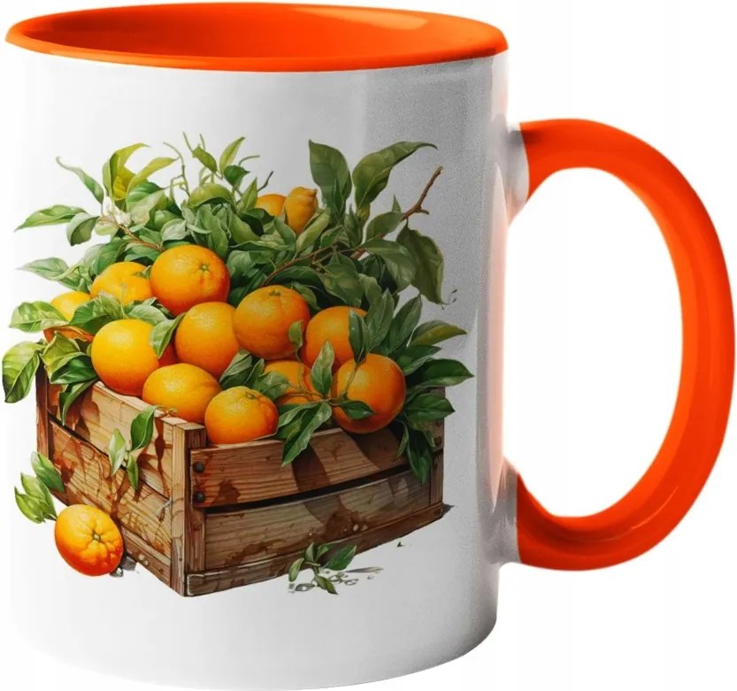 Látványos Bögre Zamatos Szicíliai Narancs Kerámia Ládában 330ml.