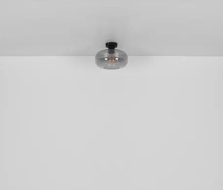 Globo 15566D Mennyezeti könnyűfém matt fekete, füstszínű üveg, ø: 280mm, M:205mm, nem tartozék: 1x E27 40W 230V