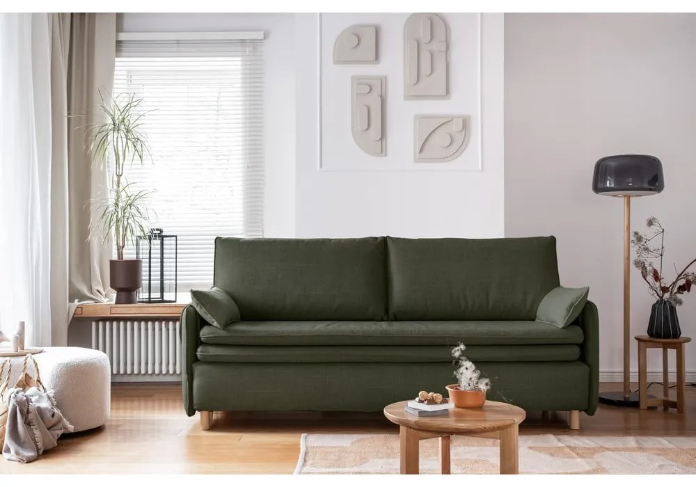 Zöld kinyitható kanapé 207 cm Simon – Miuform
