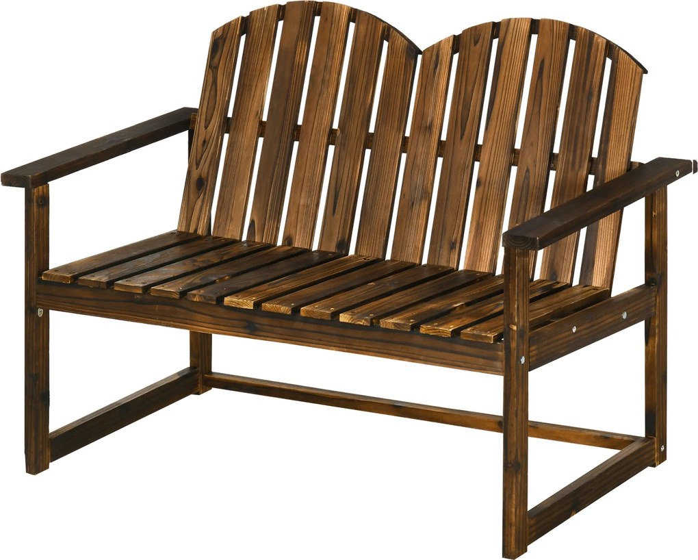 Outsunny Kerti Pad, 2-Személyes Pad, Fa Pad Háttámlával és Karfával, Park Pad, Teherbírás 240 kg-ig, Kertbe, Erkélyre, Sötétszürke, 114 x 63 x 86 cm |