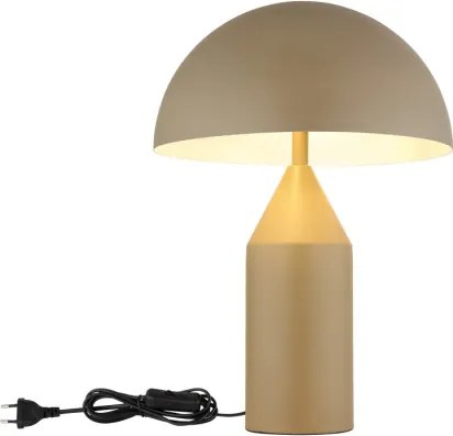 Globo 21030S Asztali lámpa, matt homokszínű fém, matt fehér, fekete PVC kábel, billenőkapcsoló a kábelen, ø: 280mm, M: 390mm, kábelhossz 1500mm, 2x E27 40W 230V izzók nélkül