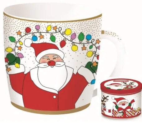 Télapós karácsonyi porcelán bögre fém díszdobozban CHRISTMAS FRIENDS 4