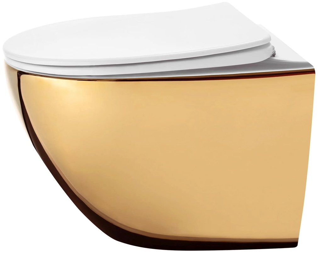 Függesztett WC-csésze rea Carlo Flat Mini Gold/White