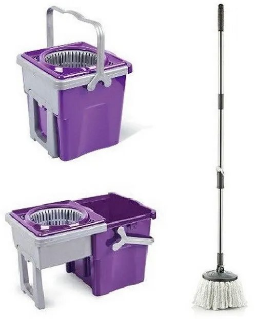 Spin Mop összecsukható forgófejes felmosó szett 9 literes (vödör nyél mop)