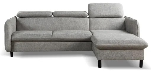 NISA kinyitható L-alakú sarokkanapé tárolóval, szürke, jobb oldali