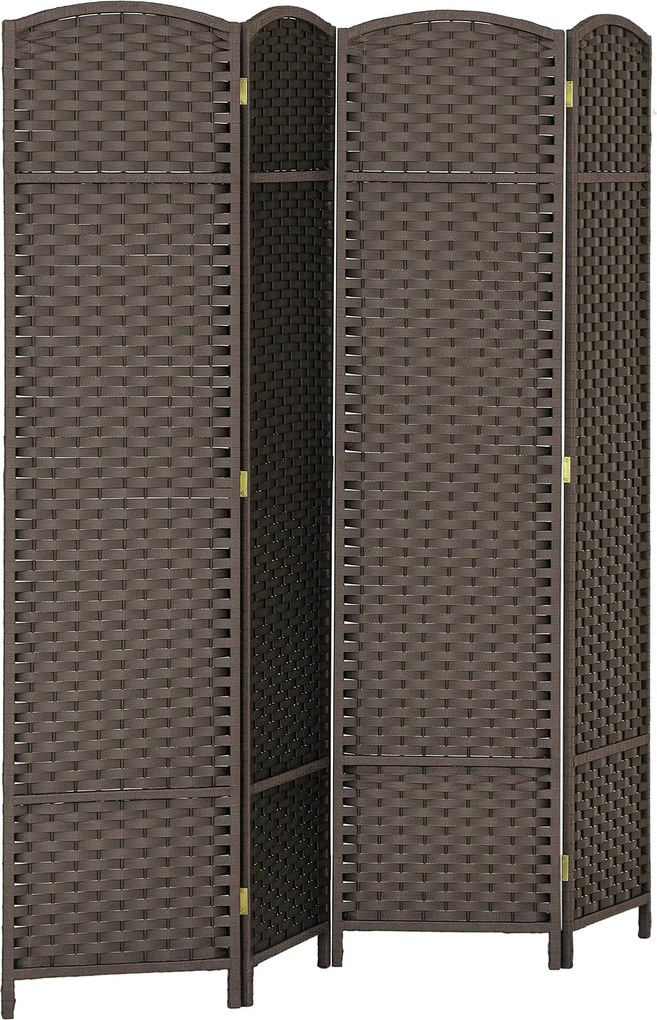 HOMCOM 4-panelás Bútorelválasztó 160x170 cm Hajtható térelválasztó Nappaliba, Hálószobába, Irodába Barna | Aosom