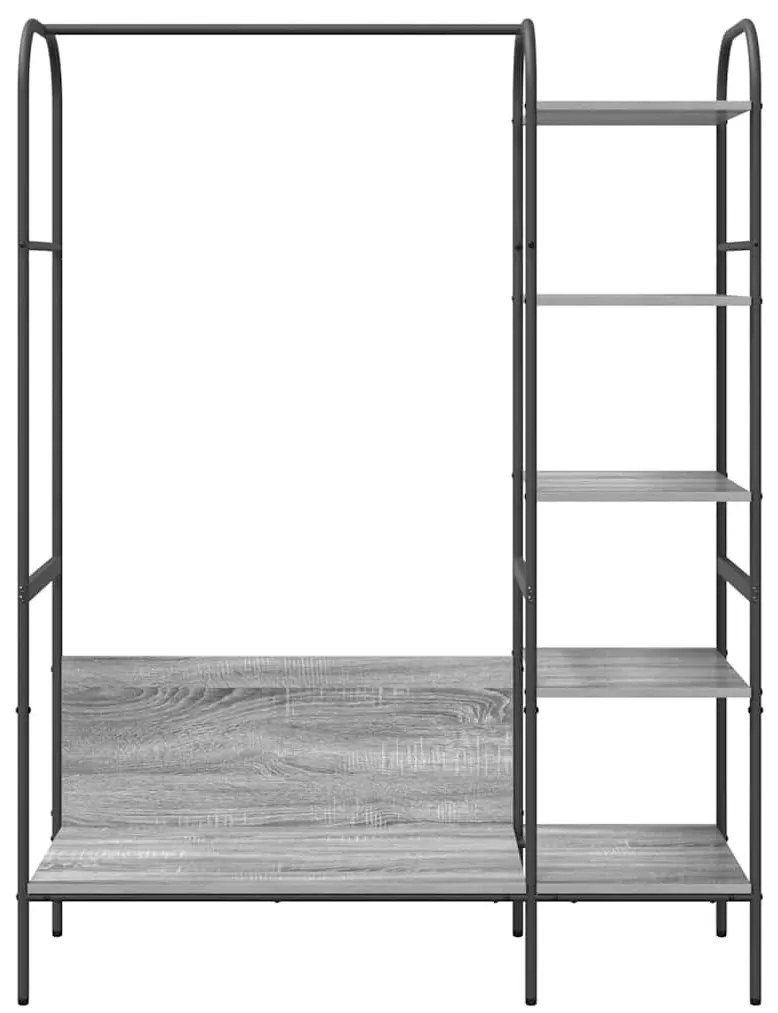 Ruhafogó polcokkal tárolóval Szürke 120 x 44 x 160 cm Faanyag