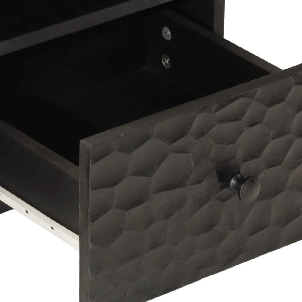 fekete tömör mangófa TV-szekrény 70 x 33 x 46 cm
