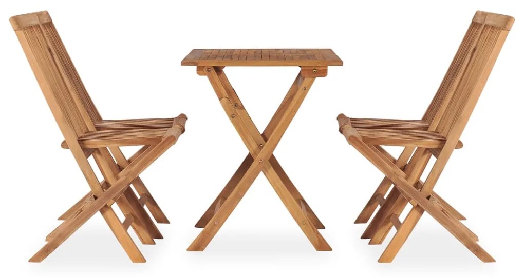 vidaXL 5 részes kültéri összecsukható tömör tíkfa étkezőgarnitúra