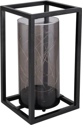 Globo 33816 Solar asztali lámpa fém fekete keret, füstszínű akril búra. IP44, kapcsolóval, inkl. 1xAA 1,2V, HxSZxM:140x140x250, inkl. 30xLED 0,06W 3V, 3000K