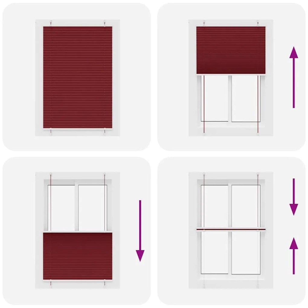 pliszírozott redőny Bordeaux piros 90x150 cm szövetszélesség