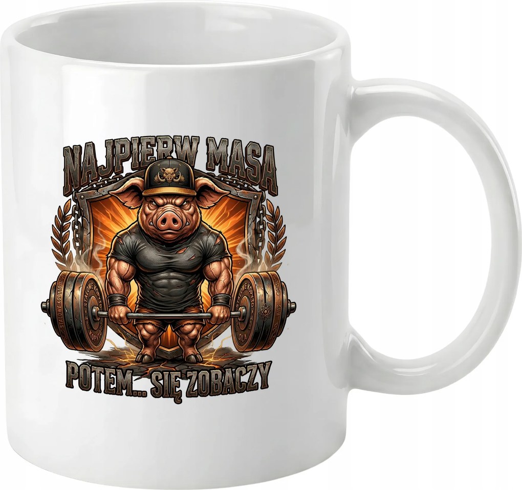 Bögre fehér vaddisznó testépítő Először a tömeg meglátja a pólót az edzőteremben