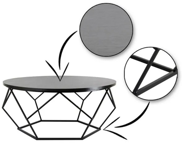 Kávésasztal DIAMOND 41,5x90 cm fekete