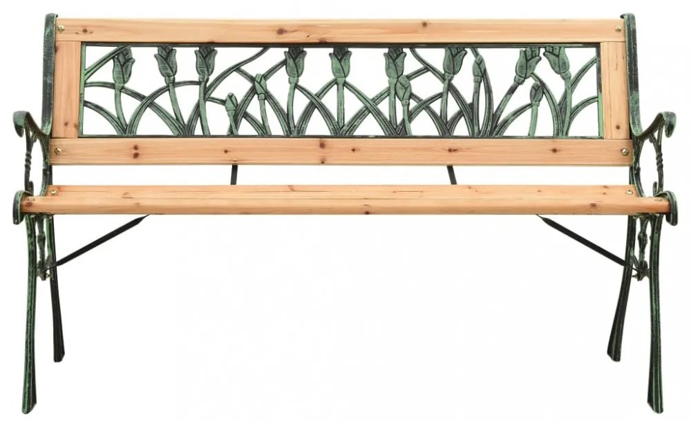 öntöttvas és tömör fenyőfa kerti pad 122 cm