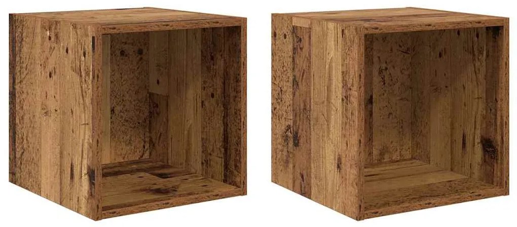 Fali Szekrény polcokkal 2 pcs Régi fa 37 x 37 x 37 cm Faanyag