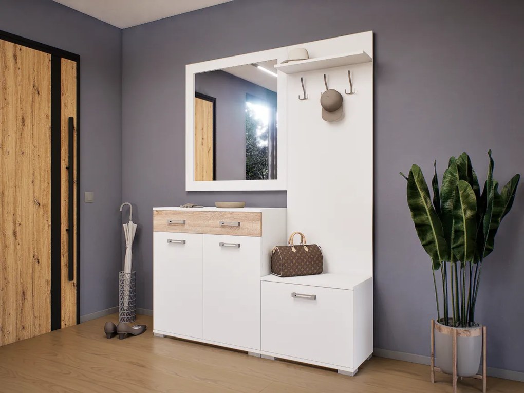 Venturo Előszoba Garnitúra (Fehér-Sonoma) modern