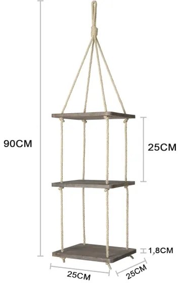 Függő polc 90x25 cm fenyő