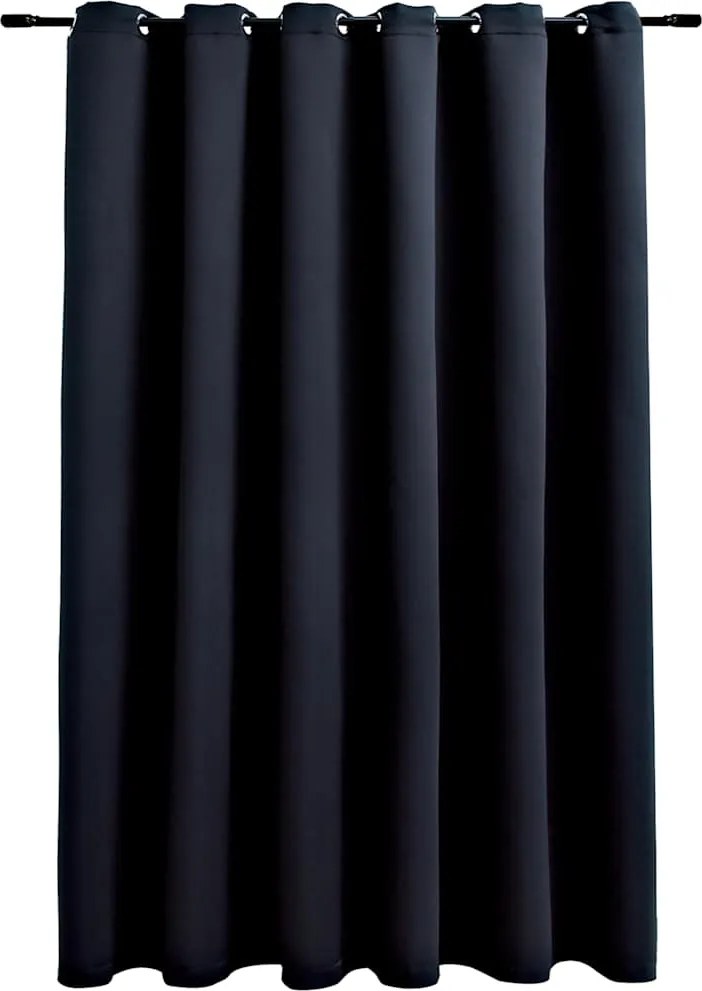 vidaXL fekete sötétítőfüggöny fémkarikákkal 290 x 245 cm