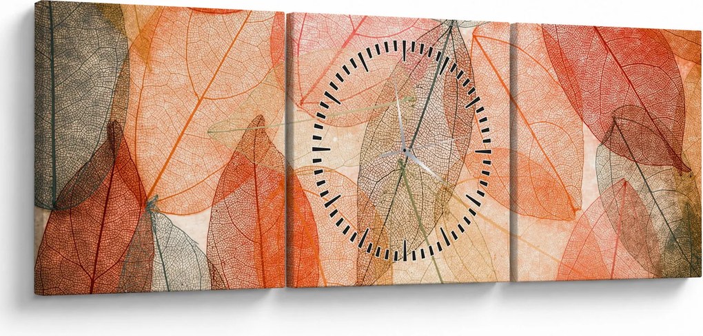 Festett őszi levelek képe (órával) (90x30 cm)