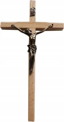 Fa akasztós kereszt világos h19cm