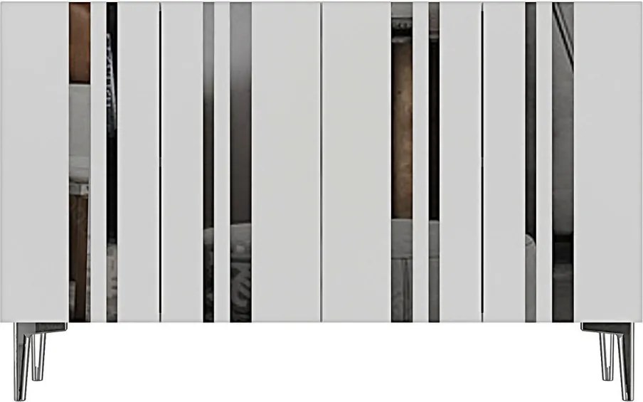 Mia komód, fehér-ezüst, 120 cm