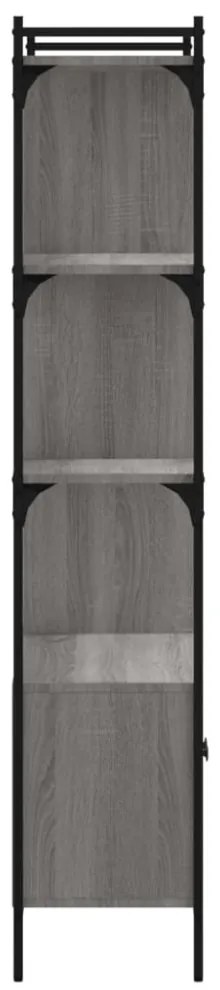 szürke sonoma szerelt fa könyvespolc ajtókkal 76,5x30x154,5 cm