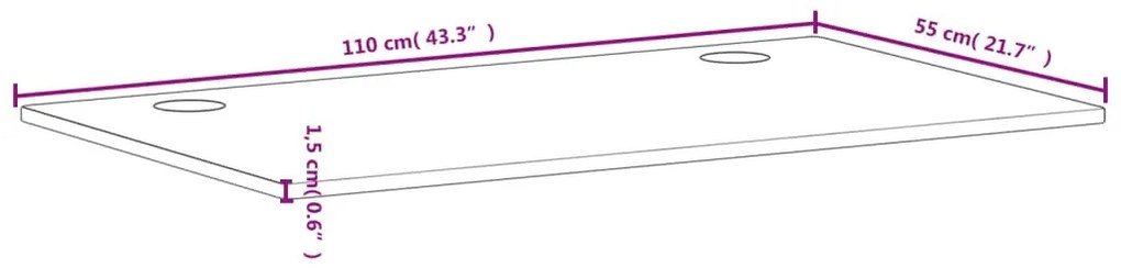 tömör bükkfa íróasztallap 110 x 55 x 1,5 cm