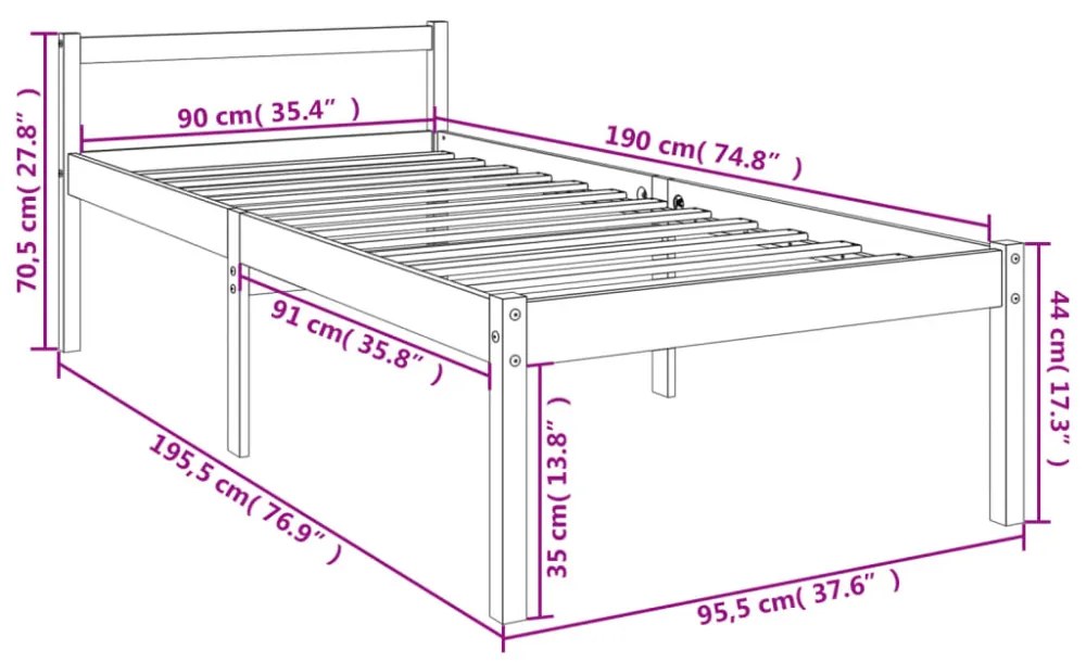 tömör fenyőfa ágy időseknek 100 x 200 cm