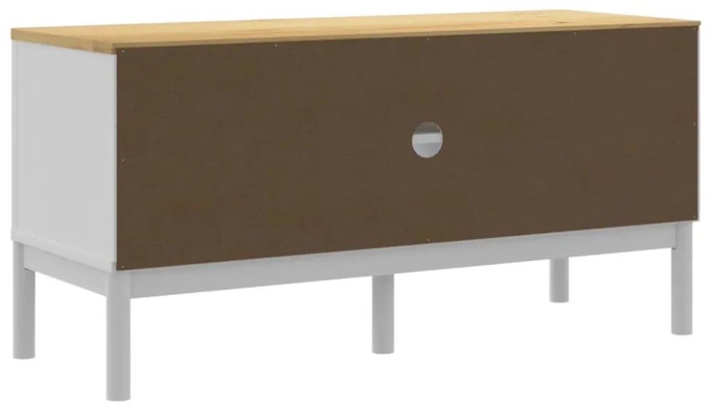 FLORO fehér tömör fenyőfa TV-szekrény 114 x 43 x 55 cm