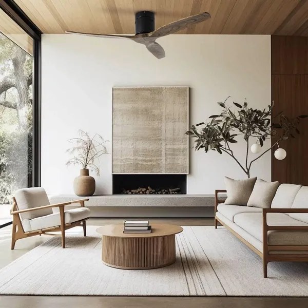 ZEVENTI - Mennyezeti ventilátor SPELLO Wi-Fi Tuya fekete/tölgy + távirányító