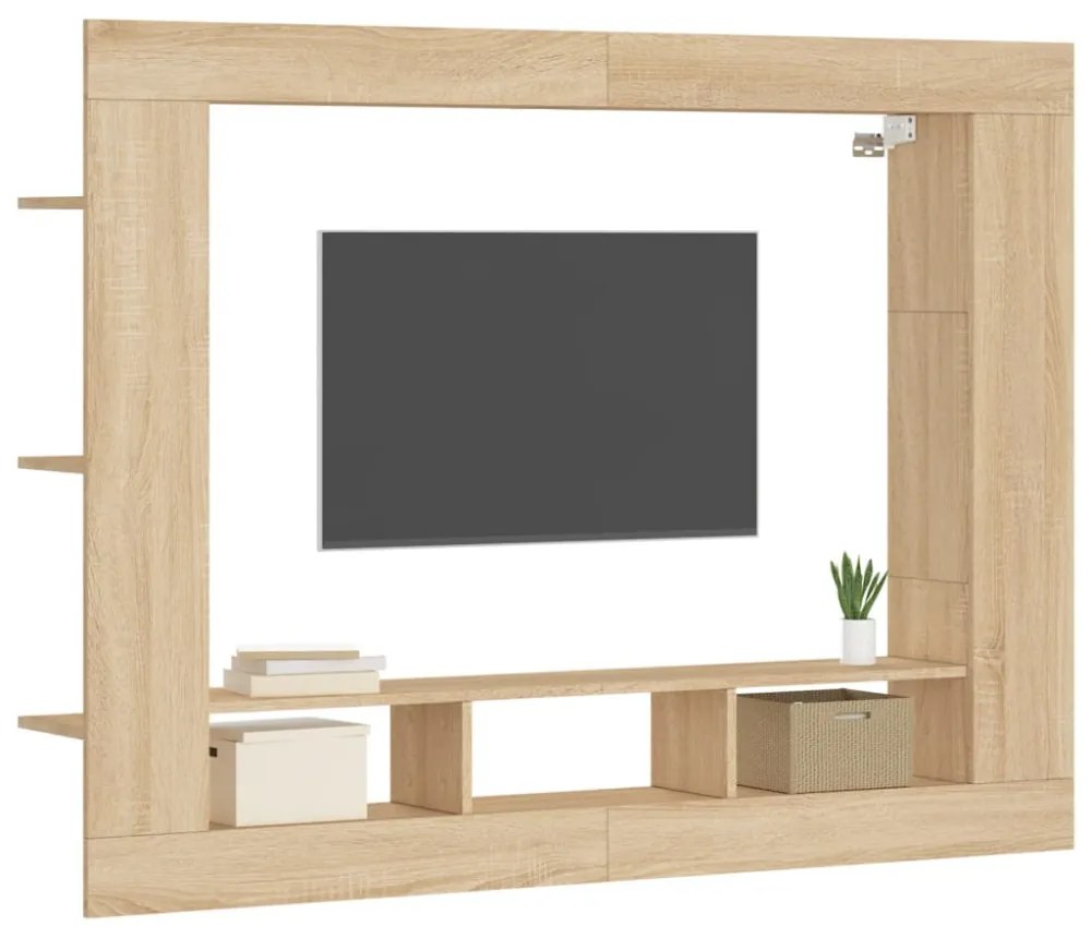 sonoma tölgyszínű szerelt fa TV-szekrény 152x22x113 cm