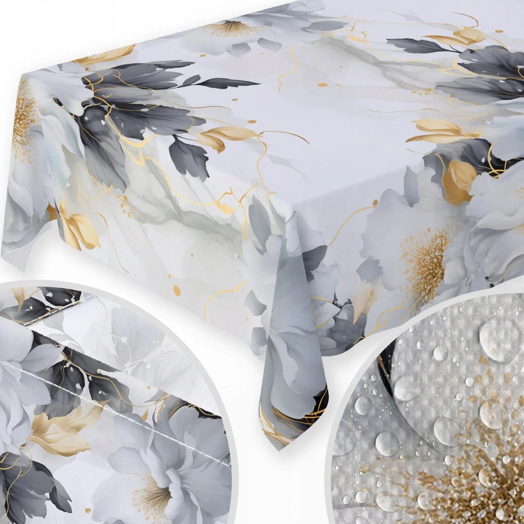 Abrosz Foltálló 140X280 CM Asztalra Sima Matt Vastag Fehér Virágok 225