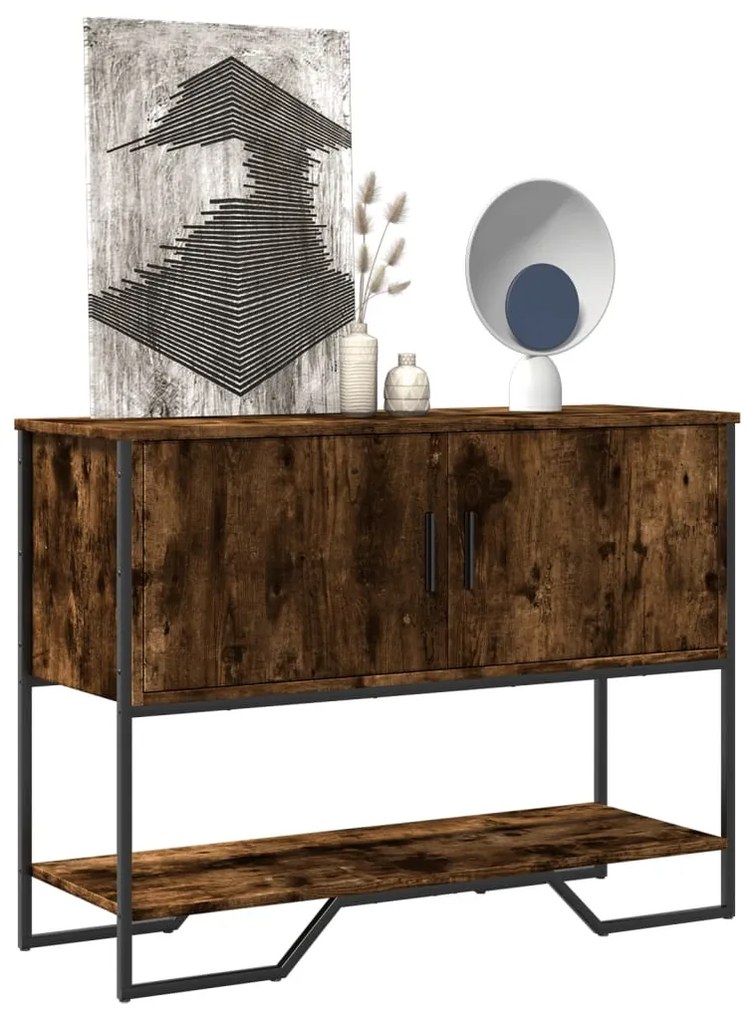 füstös tölgy színű szerelt fa tálalóasztal 100x35x74,5 cm