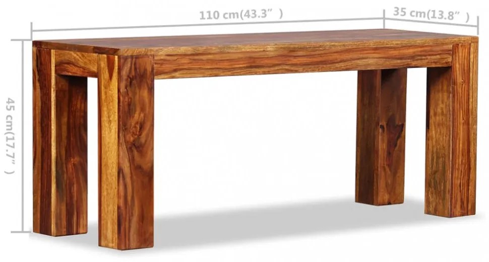 tömör kelet-indiai rózsafa pad 110 x 35 x 45 cm