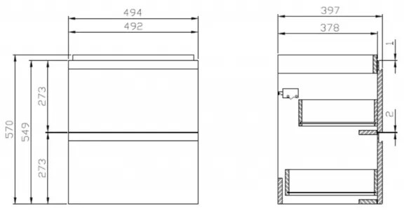 Cersanit S929-012 - Fürdőszobai mosdó alatti szekrény MODUO 49,4x39,7 cm fehér