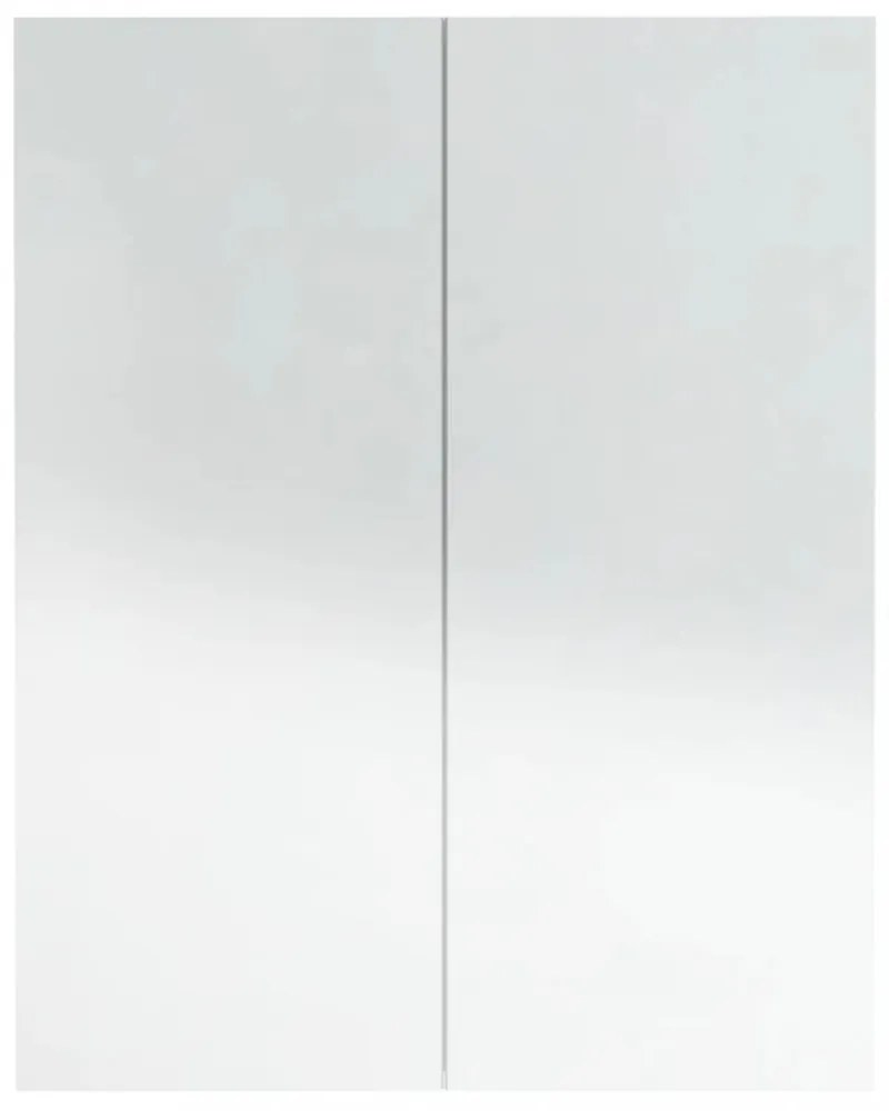 fényes fehér MDF tükrös fürdőszobaszekrény 60 x 15 x 75 cm