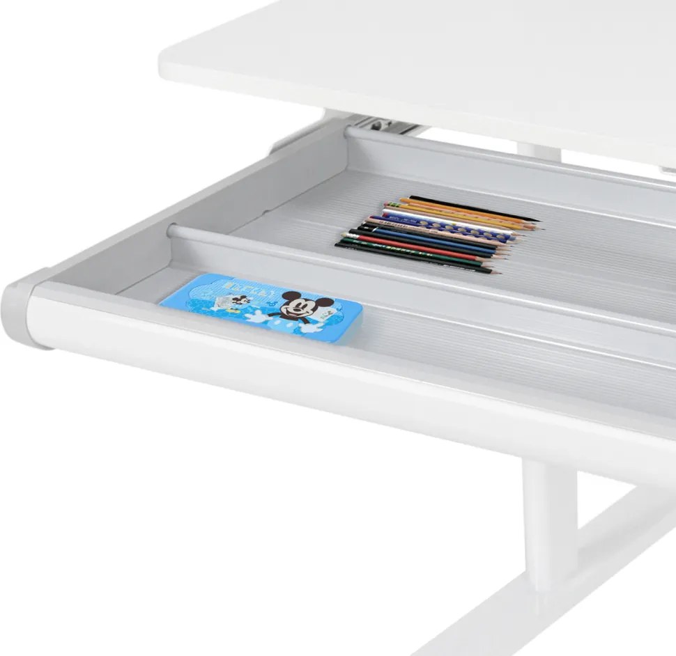 Növekvő íróasztal, természetes/fehér, ADAN