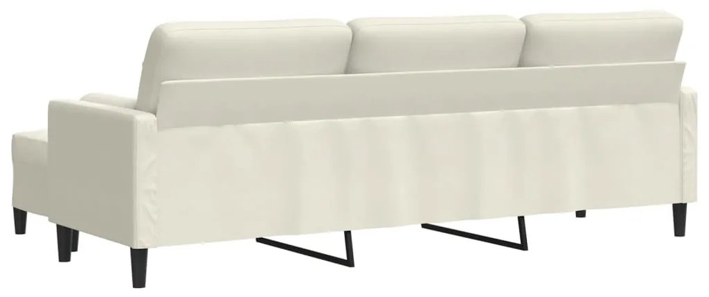 vidaXL 3 személyes krémszínű bársonykanapé lábtartóval 210 cm