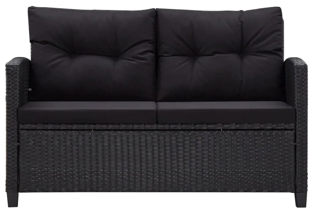 6 részes fekete polyrattan kerti ülőgarnitúra párnákkal