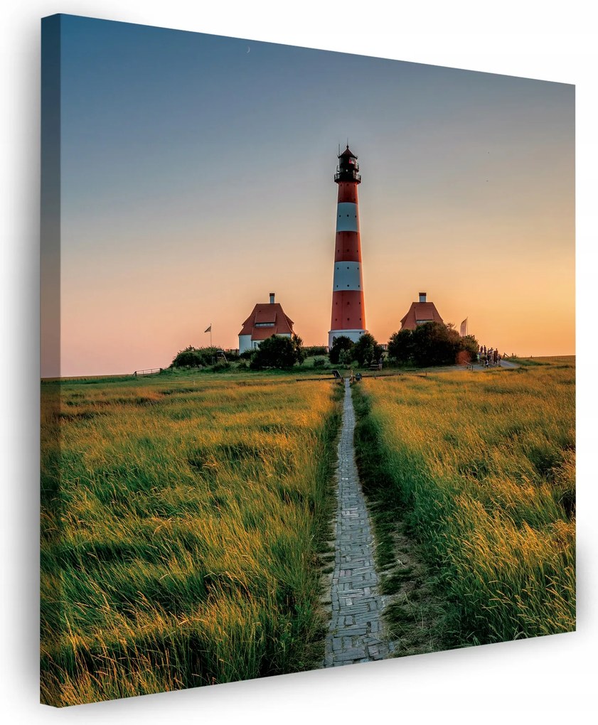 Vászonkép Város Lámpás Fehér-piros naplemente 50X50 cm