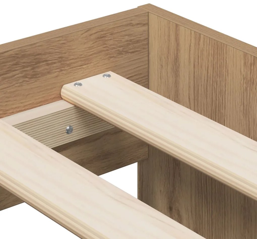 Ágykeret tárolóval kézműves tölgy 234 x 103 x 53.5 cm Faanyag