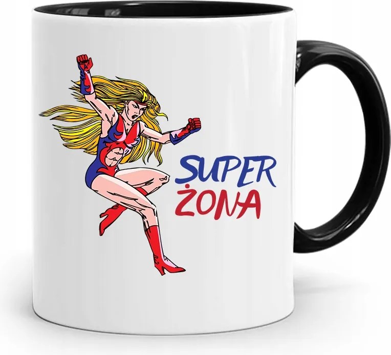 Fekete Bögre A Feleség Barátnőjének Szuper Feleség nyomott mintával