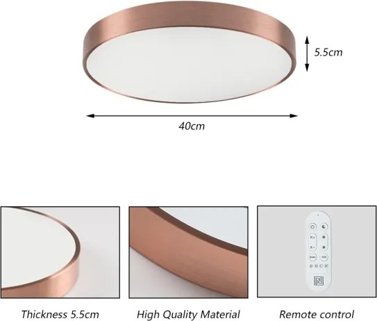 Immax NEO 07321L-LED dimmelhető mennyezeti lámpa NEO LITE SEMPLICI 36 W/230 V Ø 40 cm, rézszínű + távirányító