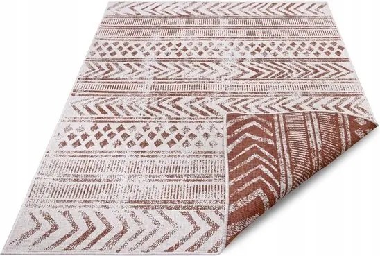 Terasz szőnyeg 80x150cm, barna-krémszínű, kétoldalas, zsinóros lapos szövésű