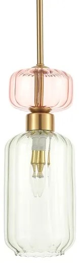 Csillár zsinóron MOLLY 1xE14/40W/230V átm. 12 cm arany/zöld/rózsaszín