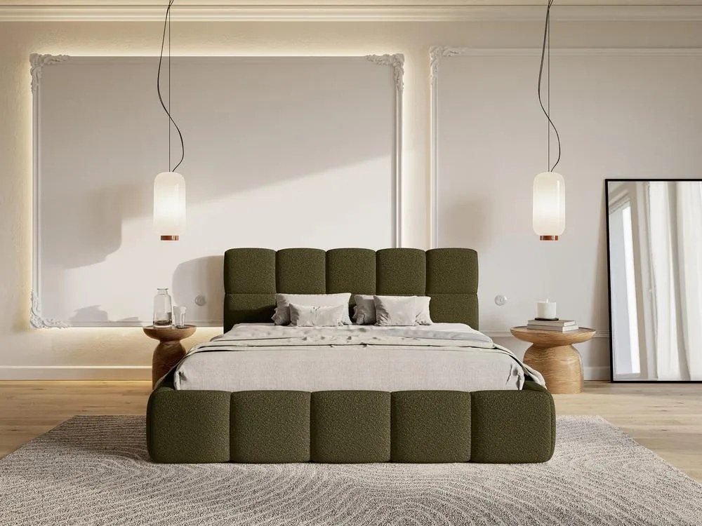 Franciaágy 180 cm Cirsten 180B (ágyráccsal) (oliva). 1099488