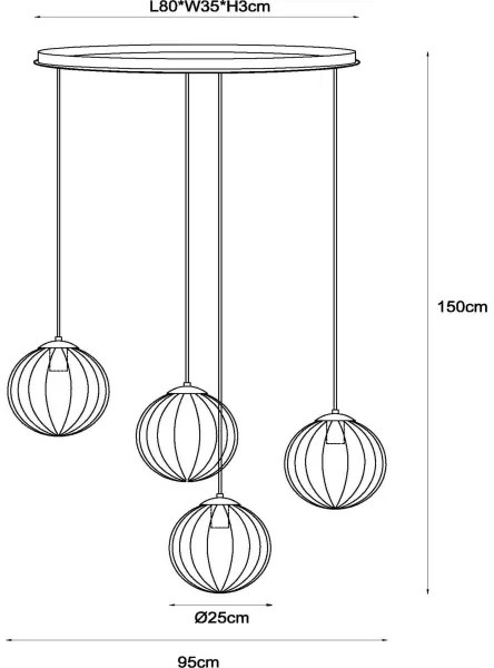 Lucide 45493/04/33 - Csillár zsinóron MONSARAZ 4xE27/40W/230V