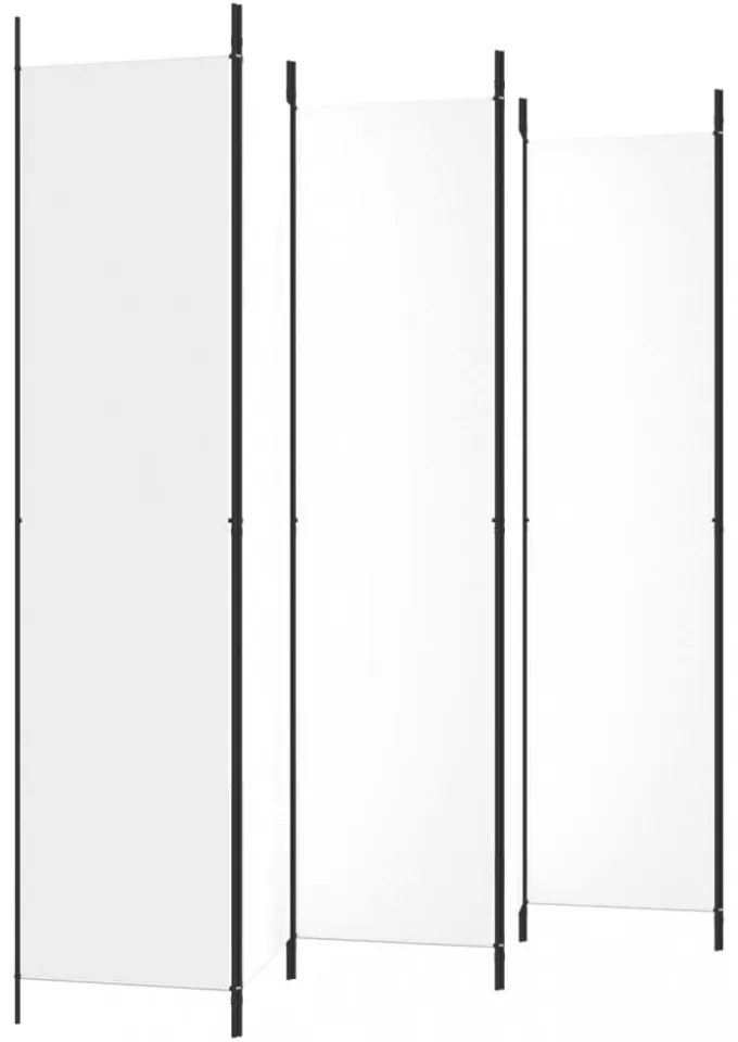 6 paneles fehér szövet térelválasztó 250 x 220 cm