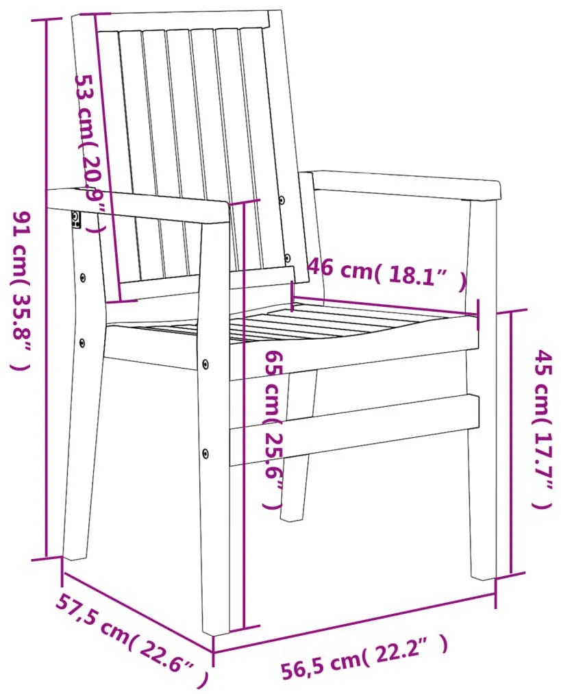 6 db rakásolható tömör tíkfa kerti szék 56,5 x 57,5 x 91 cm